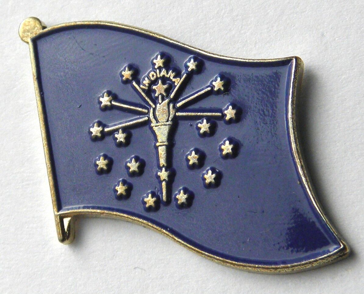 INDIANA US STATE SINGLE FLAG LAPEL PIN BADGE 7/8 INCH