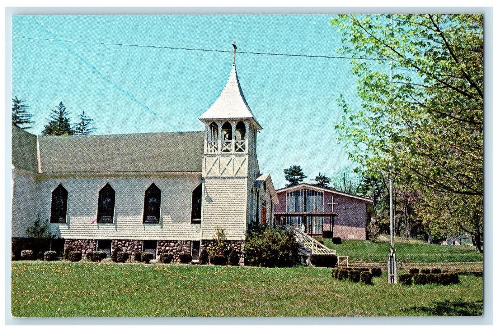 c1950 St. Mary\'s Church Building Tower Ground Washingtonville New York Postcard