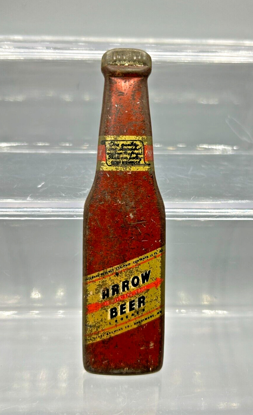 1940\'s ARROW BEER Bottle Tin Metal Bottle Opener Globe Brewing Co Baltimore MD
