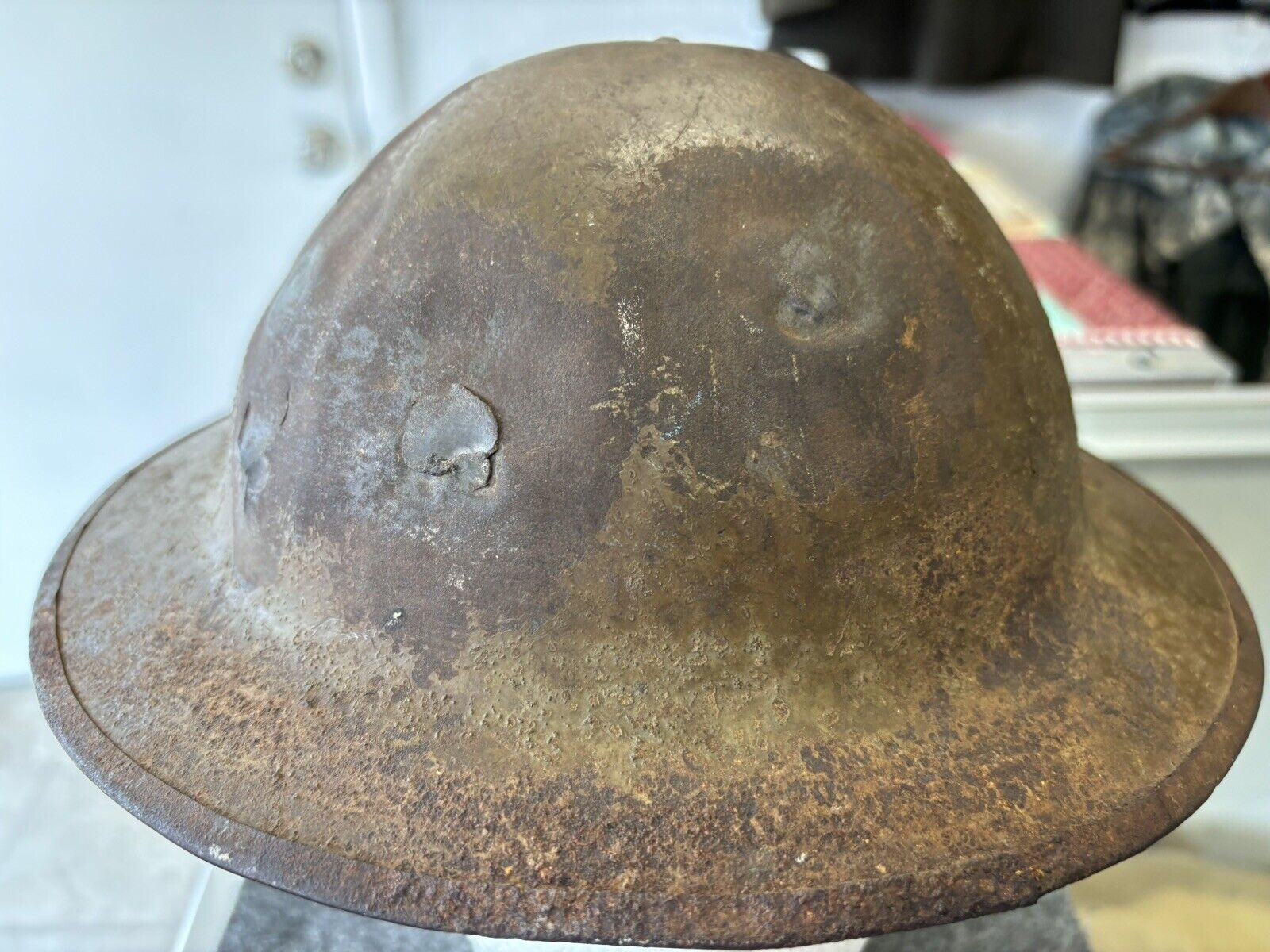 WWI British Army Brody Style Helmet as Issued to US Soldiers with Detached Liner