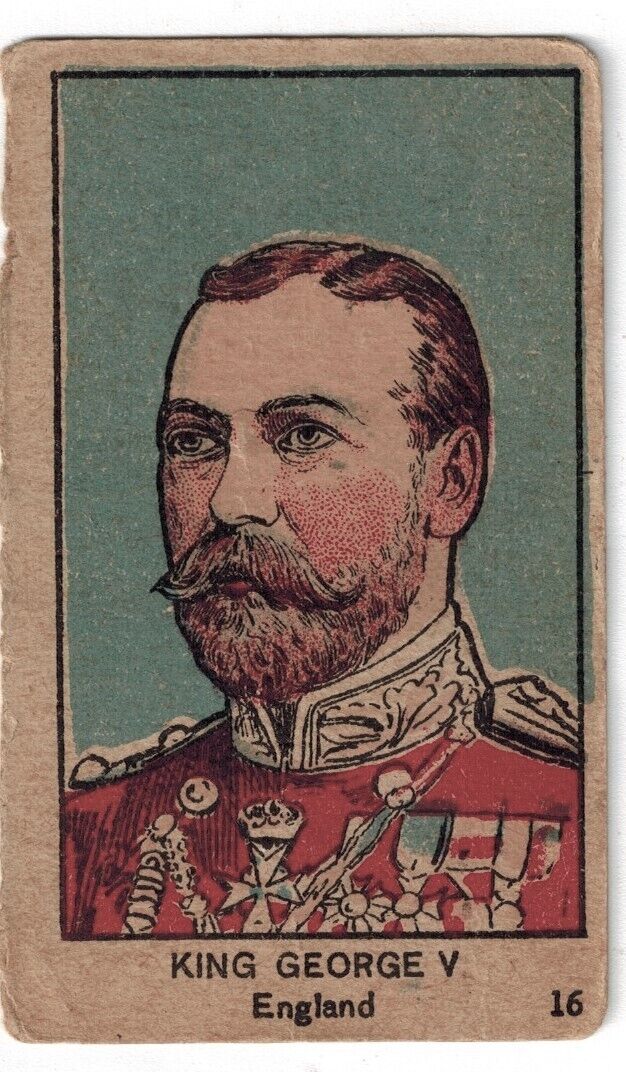 Mayfair Novelty War Leaders WW 1 Trading Card W545  # 14 KING GEORGE V 1920