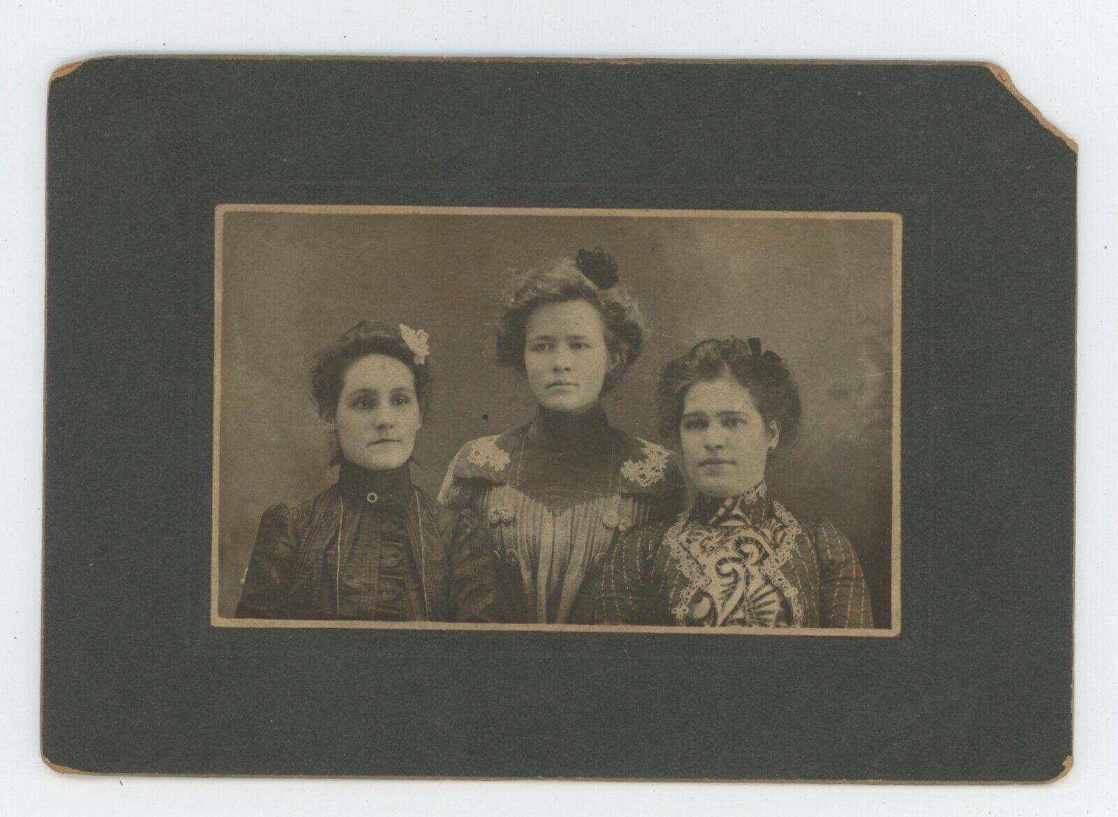 Antique Circa 1880s 5.5X4 in Cabinet Card Three Beautiful Young Women in Dresses