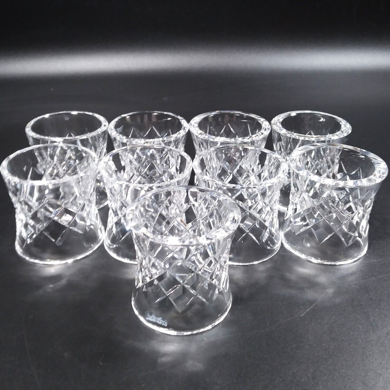 Set Of 9 Waterford Clear Crystal Comeragh Round Napkin Rings Criss Cross 2