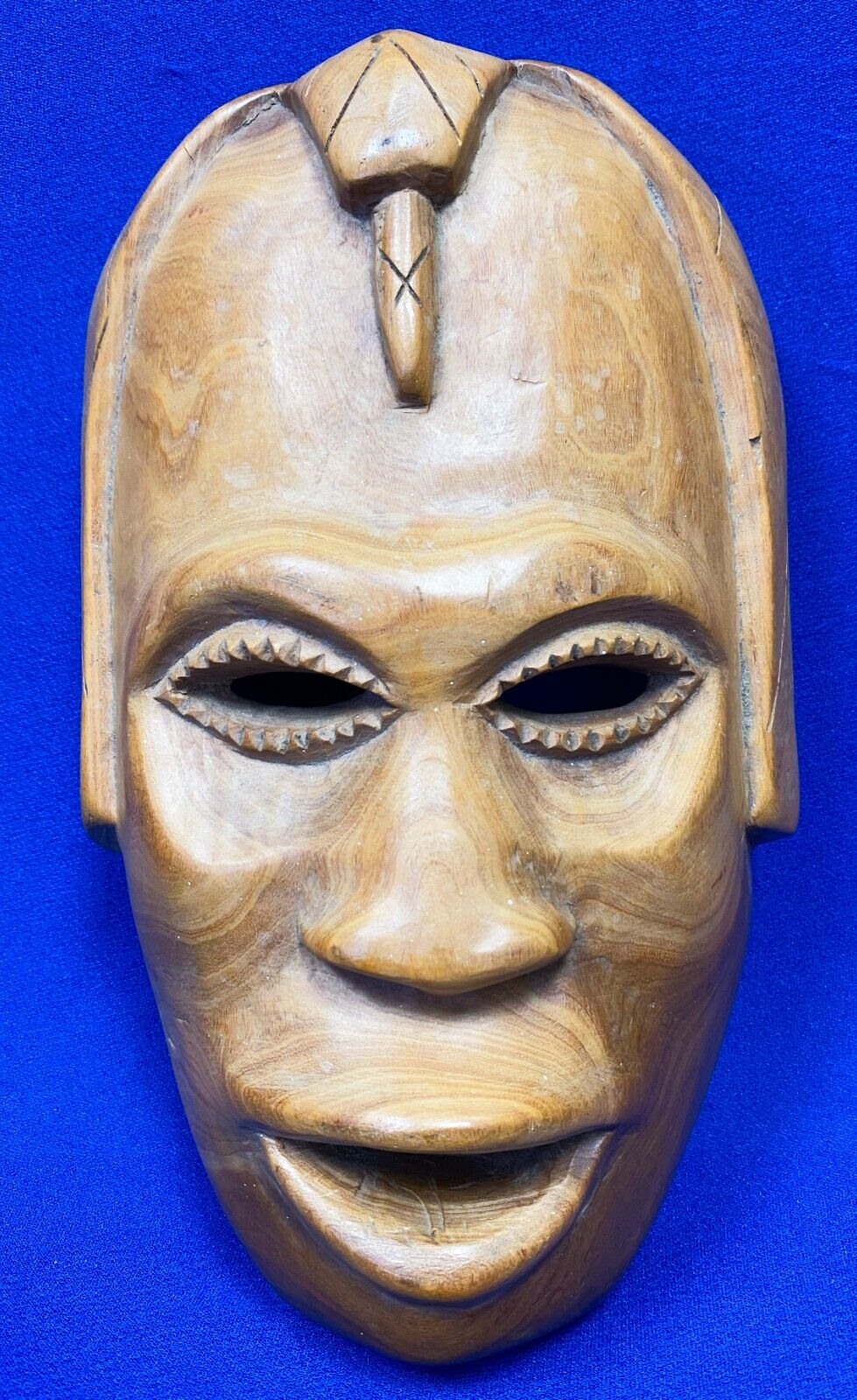 VTG Estate Carved Wooden 10 1/8” Artisan Warrior Mask Décor 92 