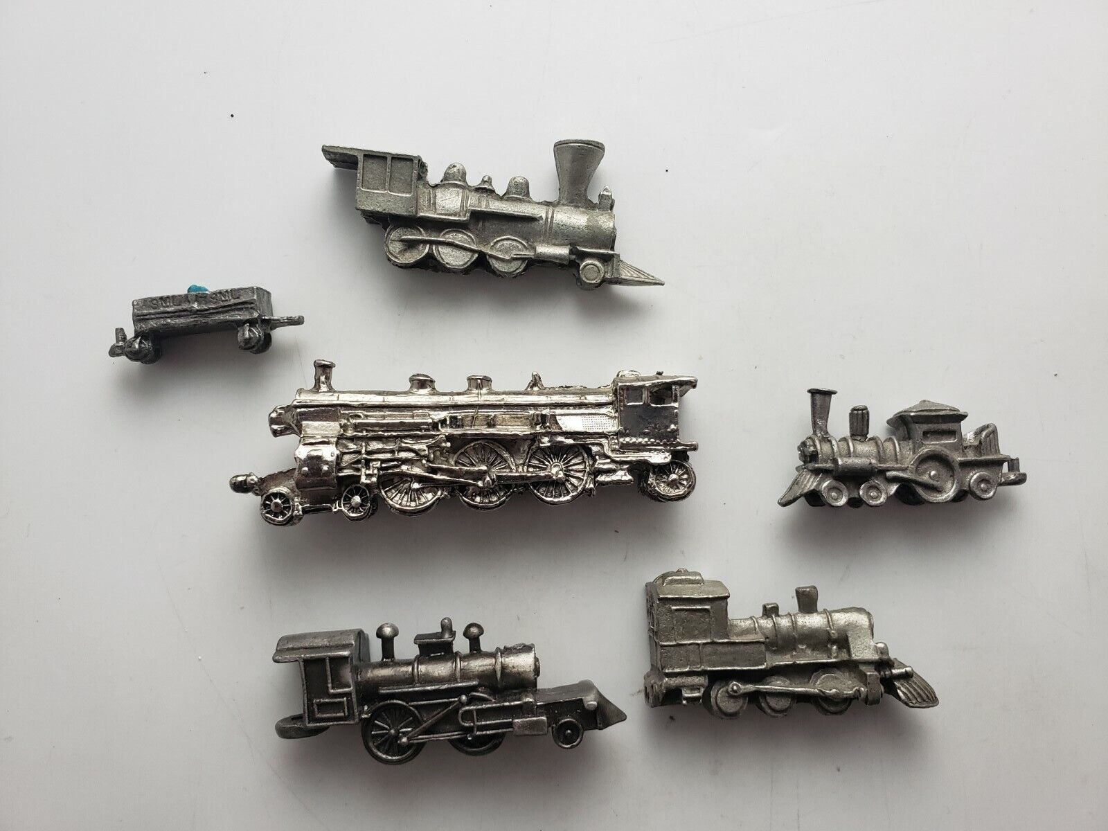 3 Piece Vintage Pewter TRAIN  Locomotive + cars
