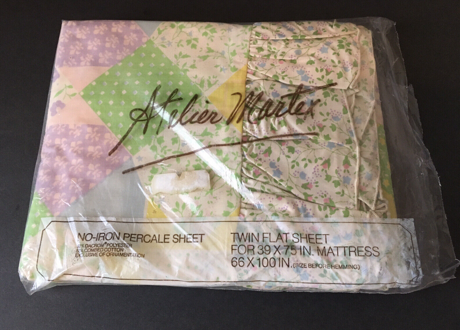 Vtg Atelier Martex Twin Fitted Bed Sheet Designed By Gloria Vanderbilt