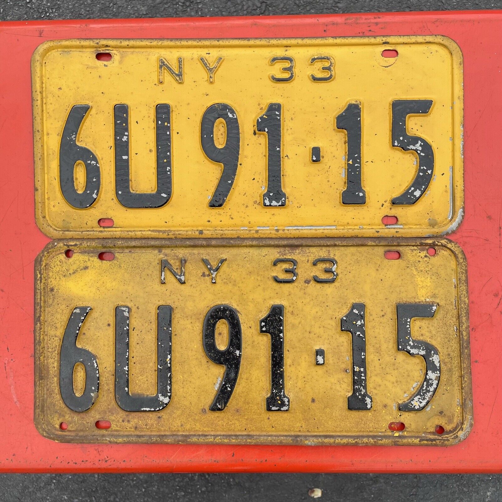 1933 NEW YORK License Plates PAIR SET OF 2 See My Other Plates