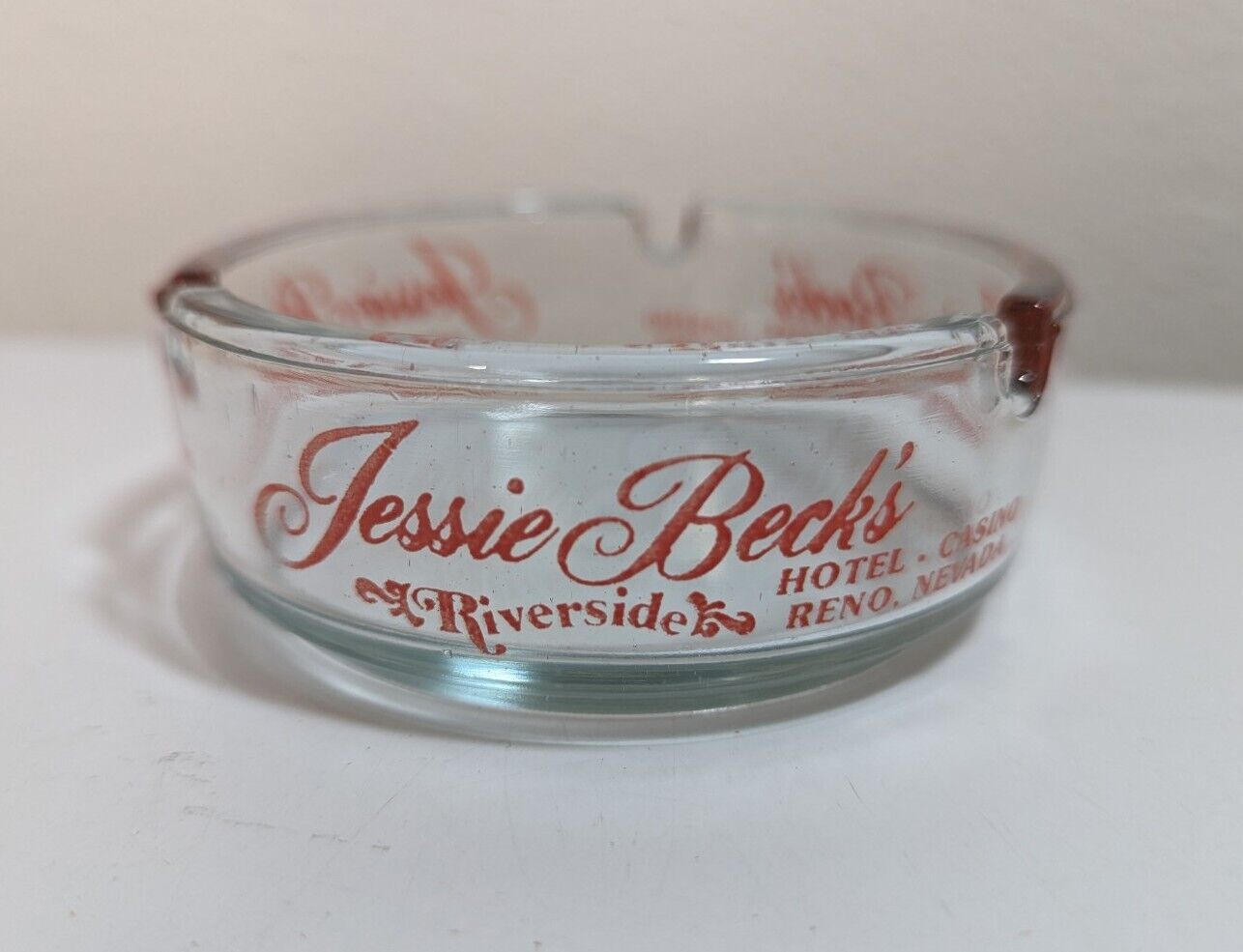 Vintage 1970s Riverside Jessie Beck\'s Casino Reno Nevada Clear Glass Ashtray