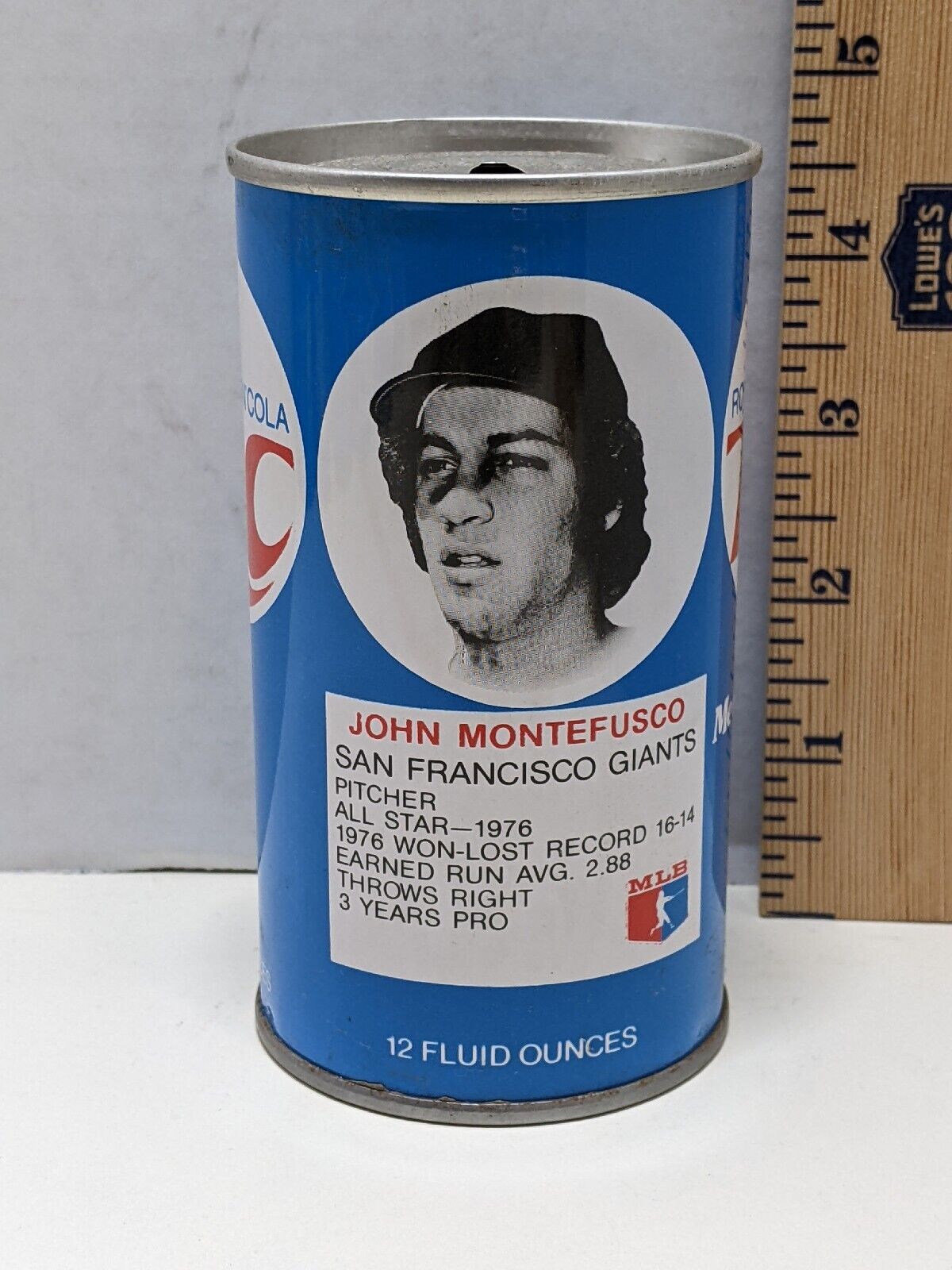 Vintage 70\'s Royal Crown RC Cola MLB John Montefusco Baseball Can