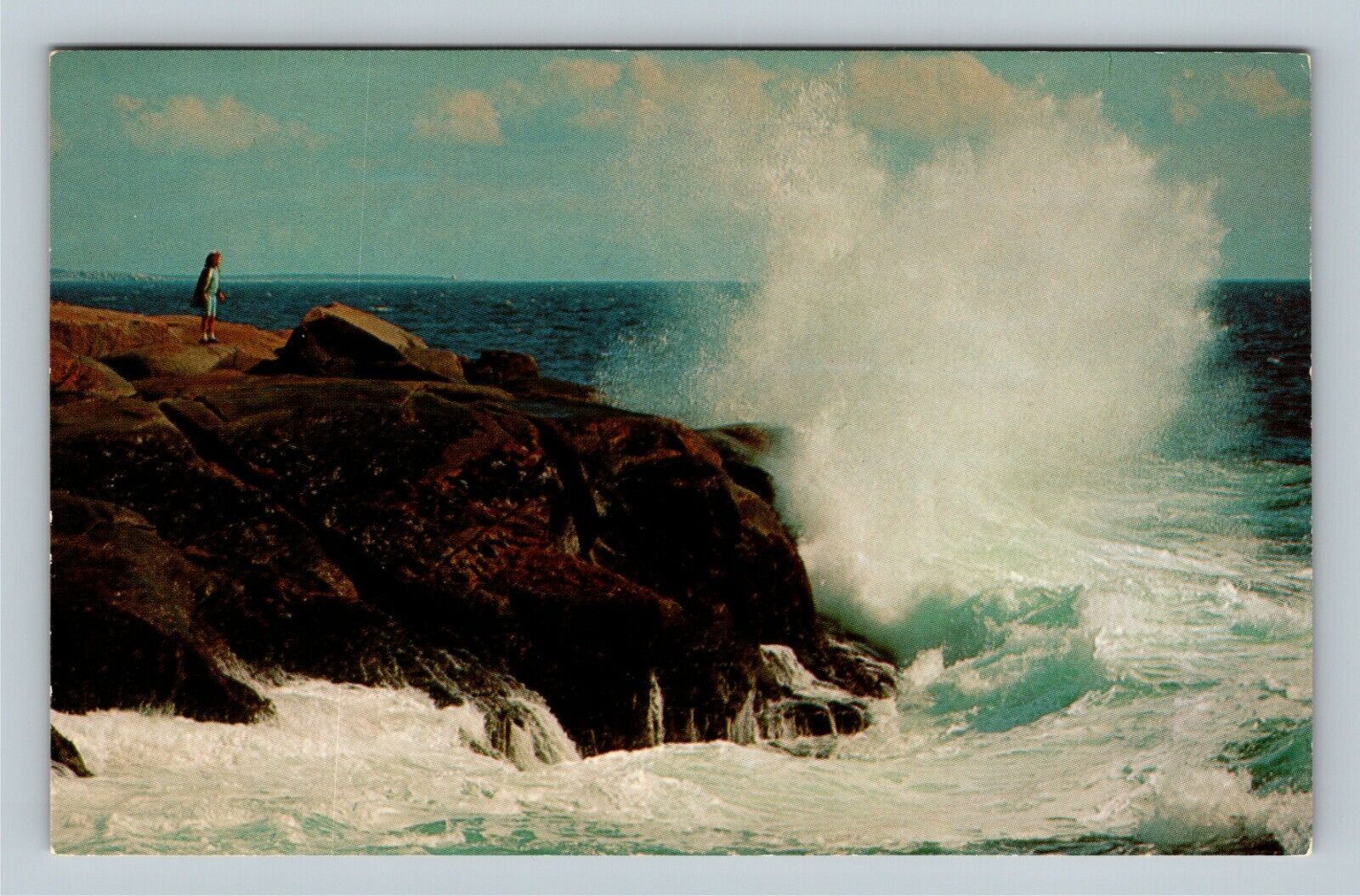 Peggy's Cove Nova Scotia, Crashing Surf, Rocky Shore Vintage Canada PostcardÂ Â 