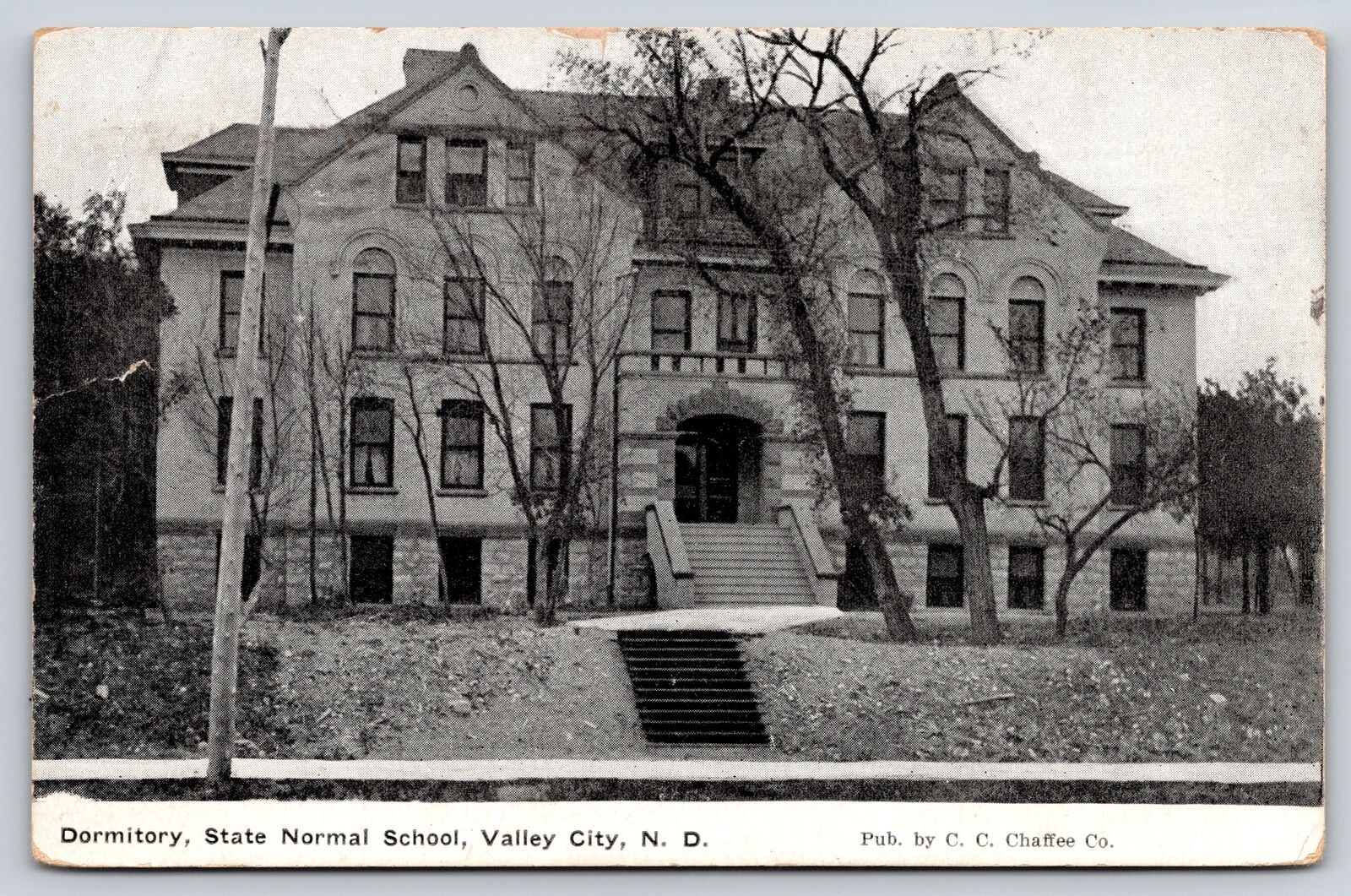 Valley City North Dakota~State Normal School Dormitory~Trees in Front~1912 PC