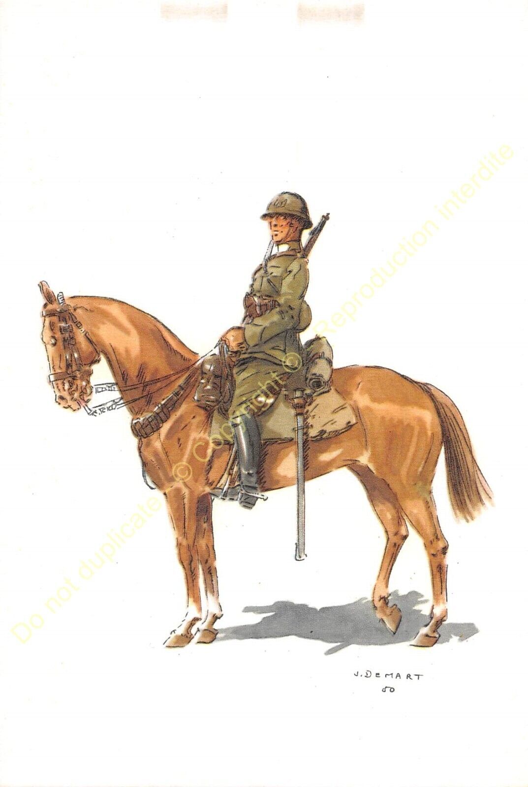 ILLUSTRATION J. DEMART MILITARIA 2nd LANCIERS SOLDIER BELGE 1918