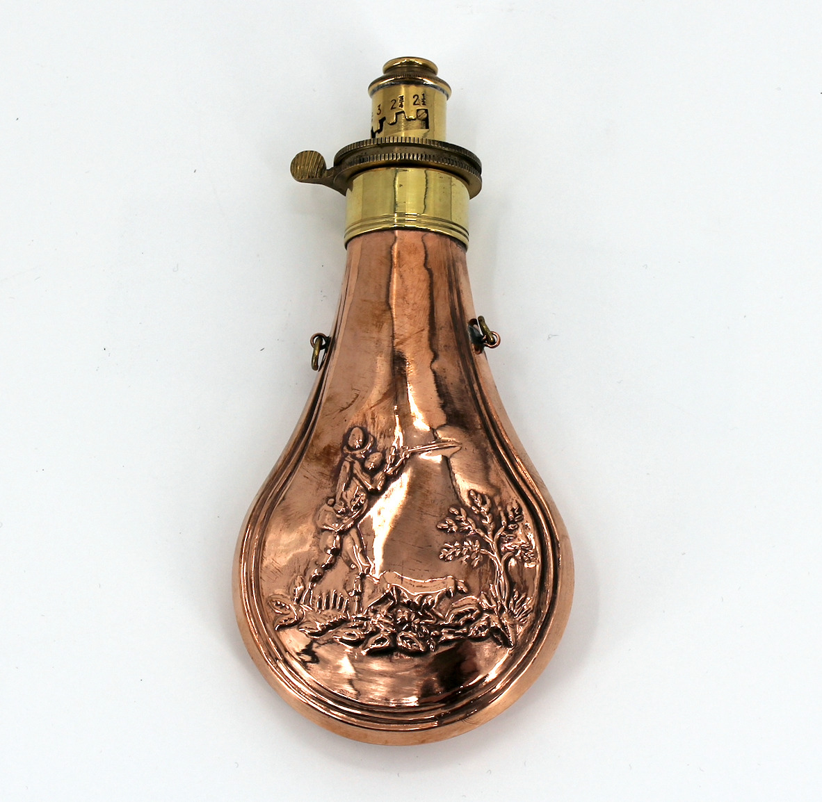 Copper Hawksley Style Gunpowder Flask - Flintlock Muzzleloader, Reenactment