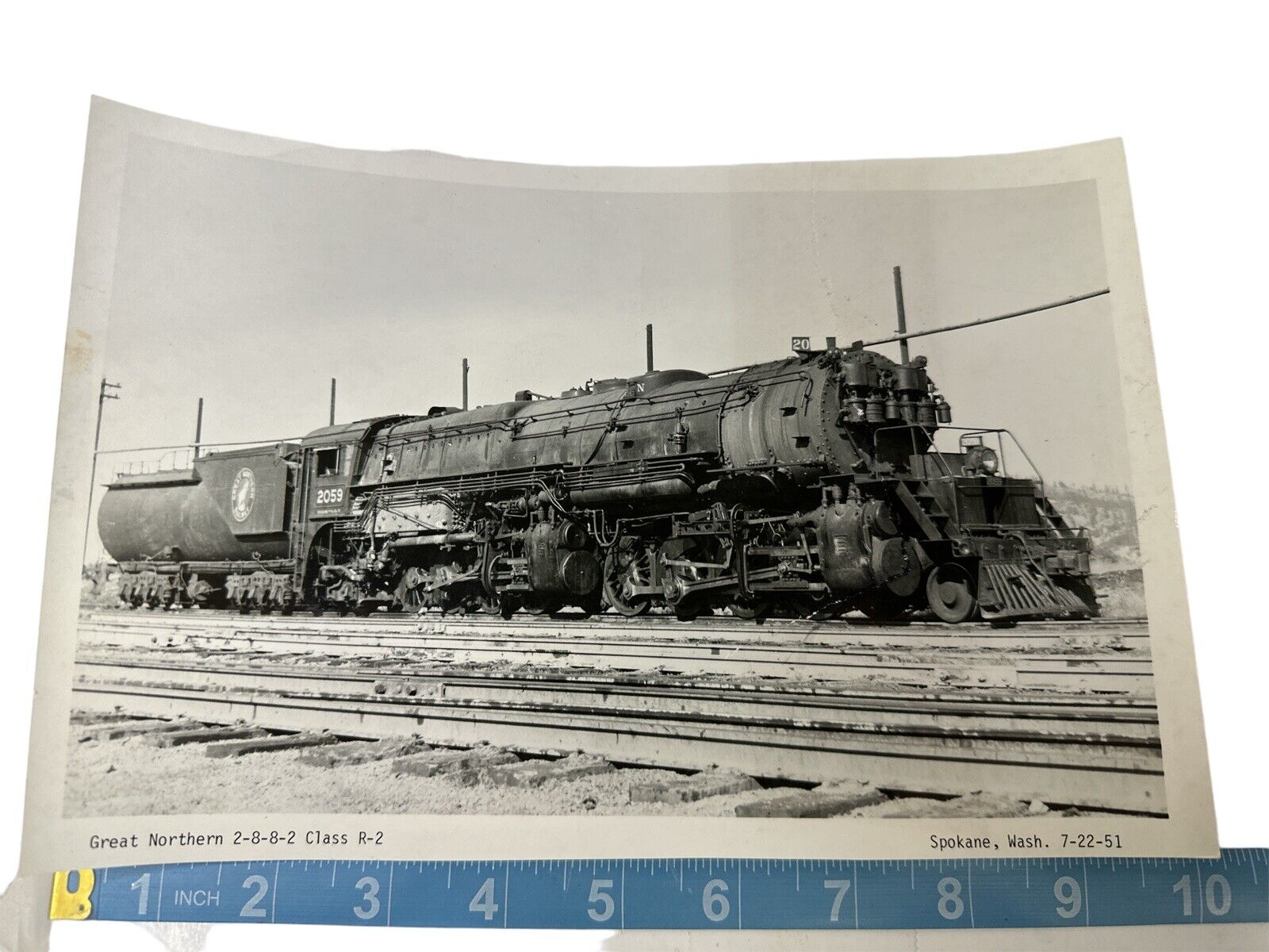 Vtg 1951 Real Photo Great Northern Train 2-8-8-2 Class R-2 Spokane Wash 10\