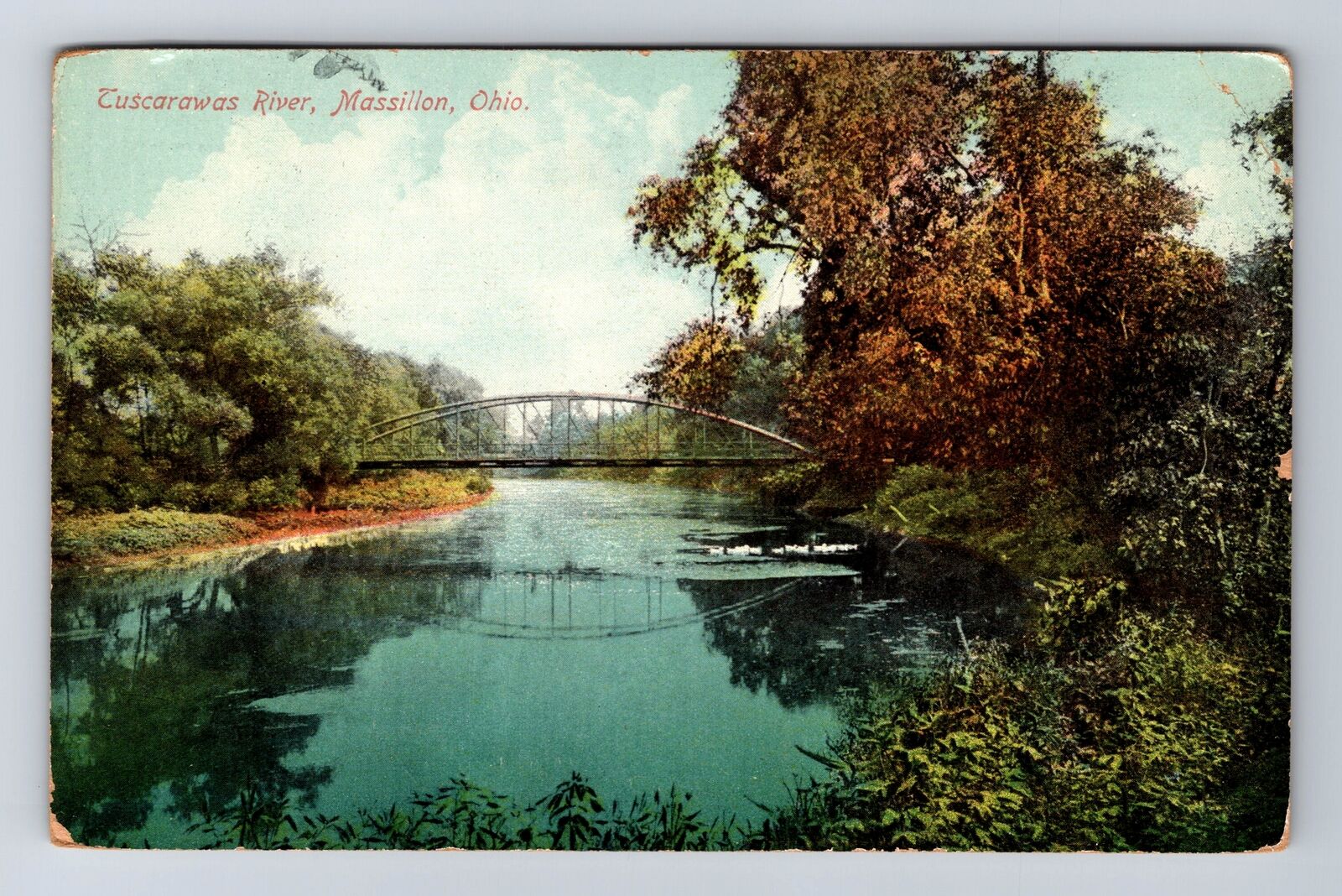Massillon OH-Ohio, Tuscarawas River, Vintage c1925 Postcard