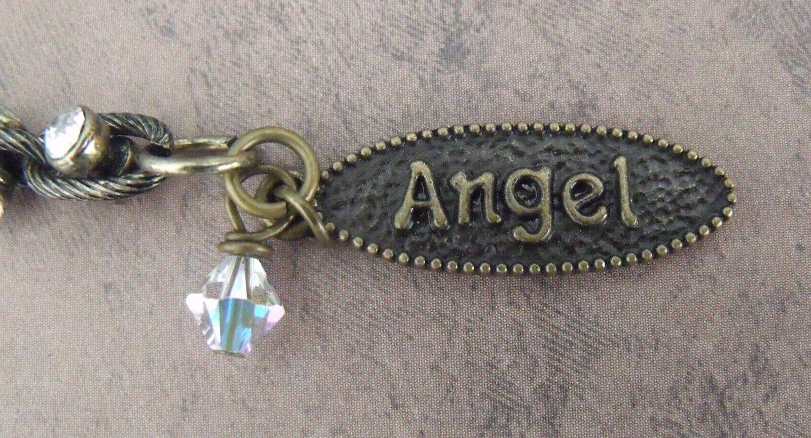 New Bronze Angel Word Charm Rhinestone Chain Mix Crystal Bead Charm Bracelet