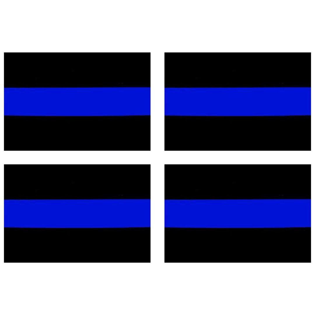 4 Pack of Reflective 2x3 Thin Blue Line Decal Sticker Show Support for Police