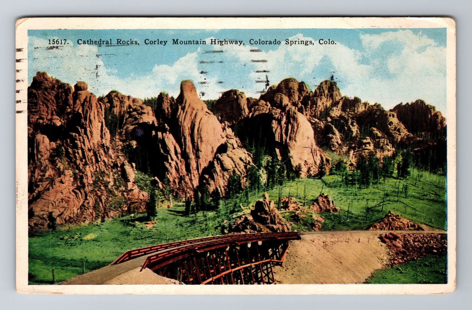 Colorado Springs CO-Colorado, Cathedral, Corley Mountain Vintage c1927 Postcard