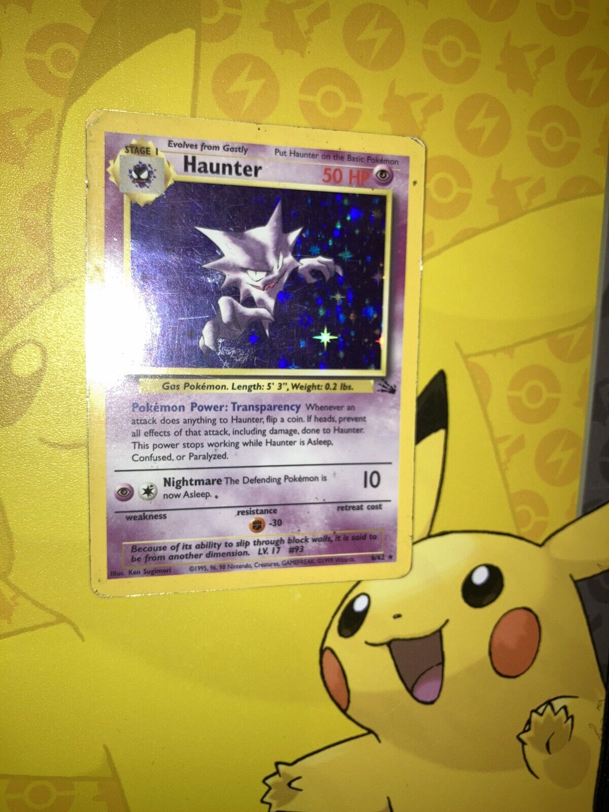 Pokemon card Haunter Rare black star Holo card 6/62 Fossil set (WOTC)