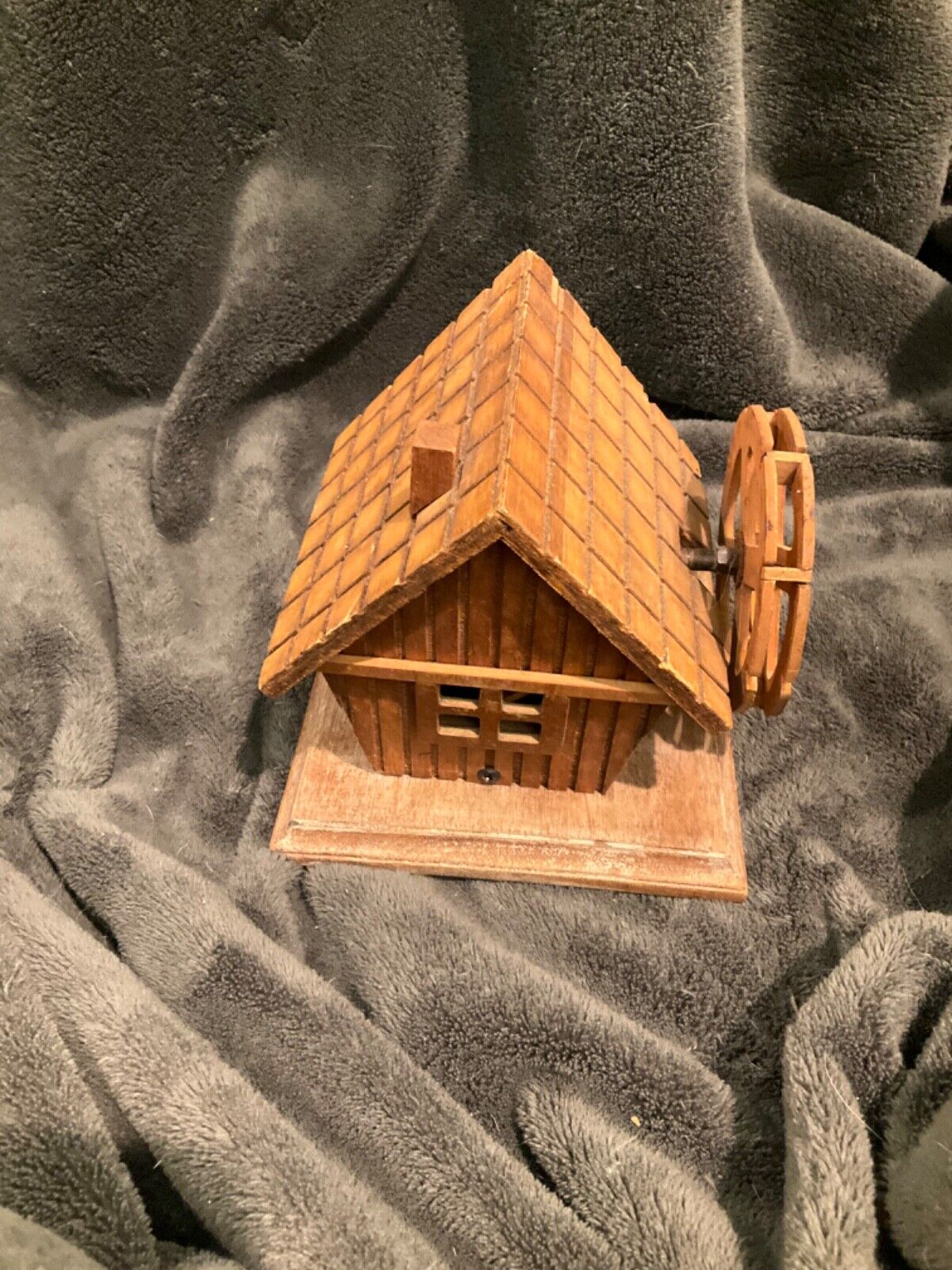 House with Water Wheel Music Box