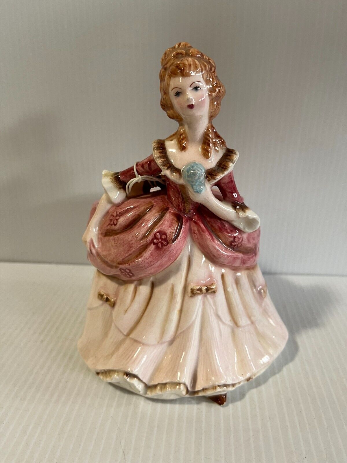 Vintage Victorian Porcelain Lady Planter Figurine 7.25\