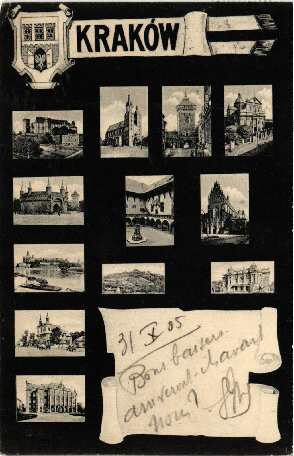PC CPA JUDAICA, KRAKOW, POLAND, SYNAGOGUE AND SCENES, Vintage Postcard (b20129)