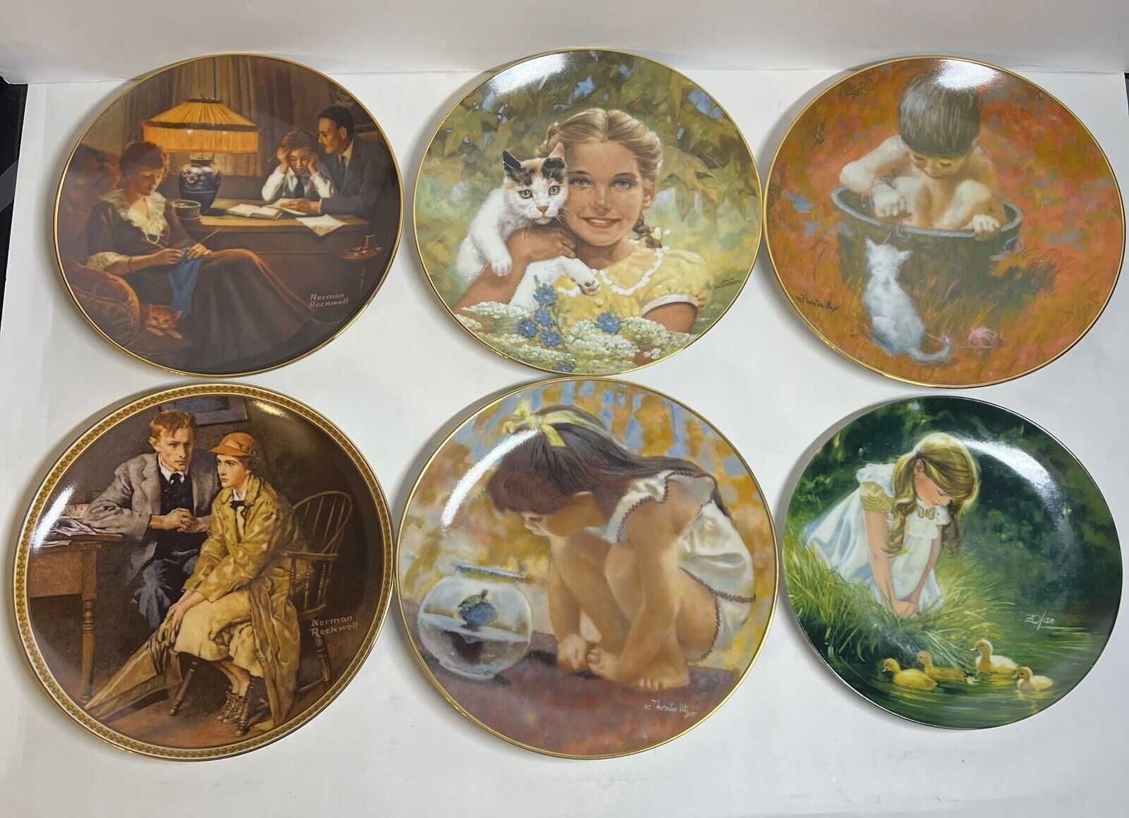 Vintage Collector Plates Lot Of 6: N.Rockwell, Royal Windsor, Viletta, P & Oakes
