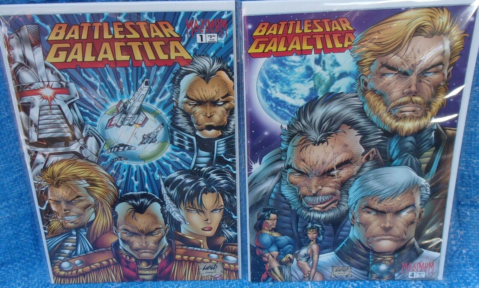 Maximum Press Battlestar Galactica #1 & #4 Lot Rob Liefeld 1995 Cylons BSG