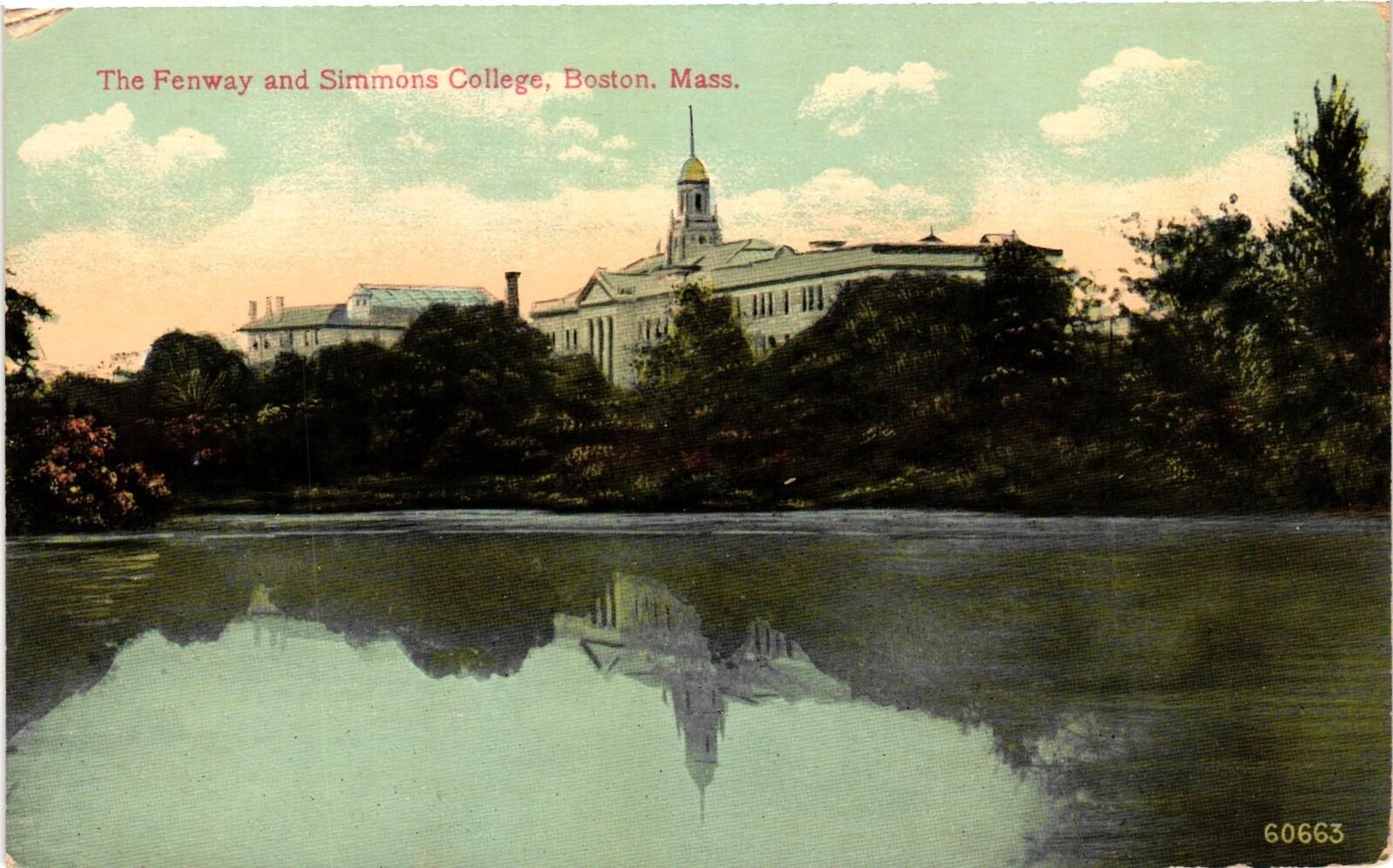 Vintage Postcard- THE FENWAY AND SIMMONS COLLEGE, BOSTON, MA.