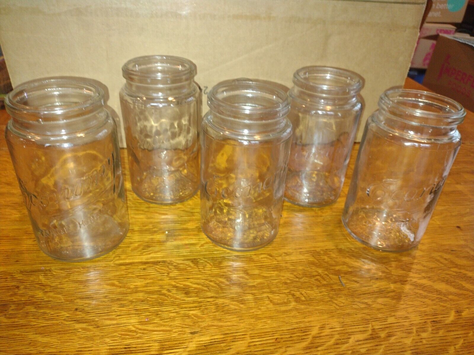 5 Genuine Antique Kerr “Economy” Canning Jar - one has a 1903 patent date on it