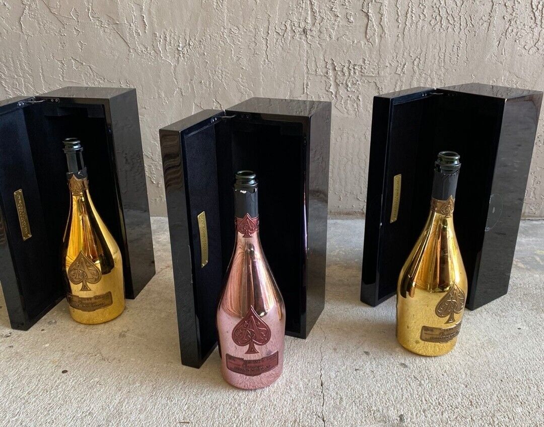 3Empty Bottle Ace Of Spade Parade,2Brut Gold & 1Rose With Box sleve , 750 ML 
