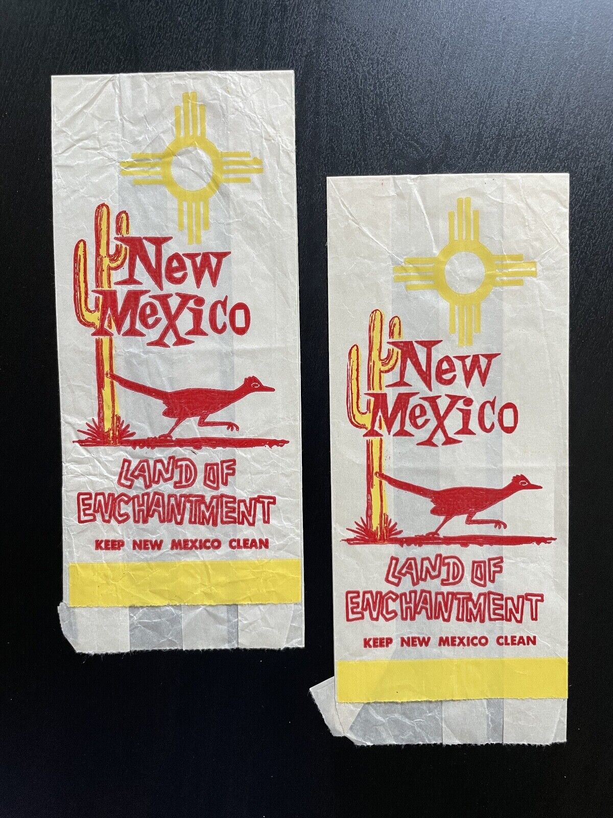 Vintage 1971 (2) Two Pair of New Mexico Land of Enchantment Roadrunner packaging