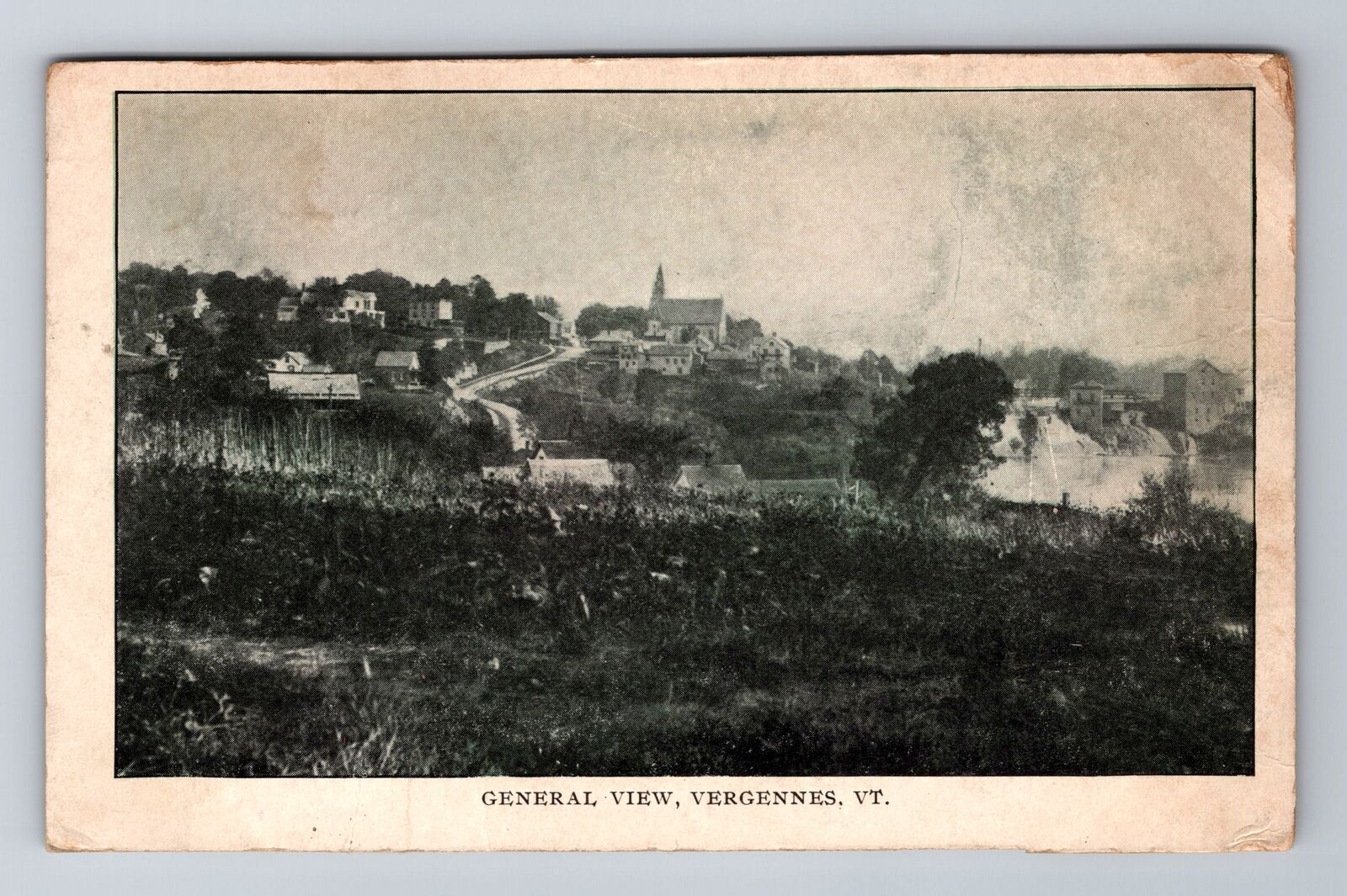 Vergennes VT-Vermont, General View, Antique, Vintage c1909 Souvenir Postcard