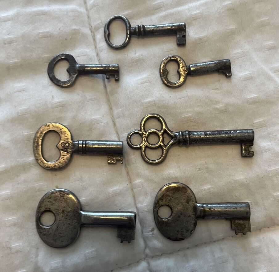Lot of 7 Vintage Antique Barrel Skeleton Keys A5