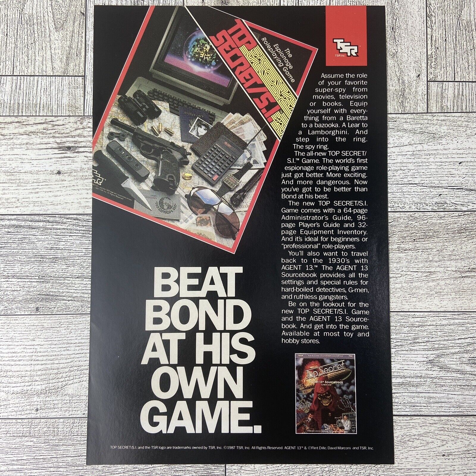 Print Ad Top Secret S I Role Game Poster Promo Art Vintage 1987 TSR Original