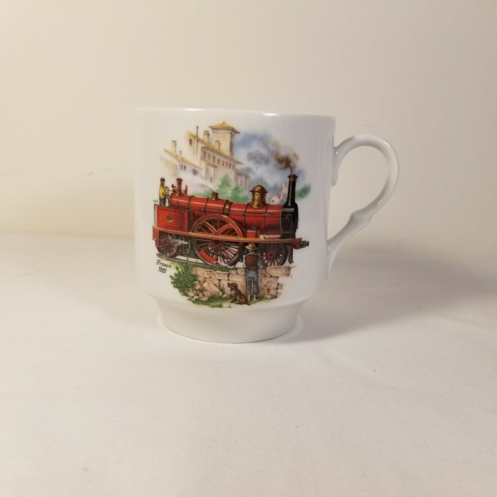 Bavaria Schumann Coffee Mug Train France 1861 Red Locomotive Arzberg Germany 