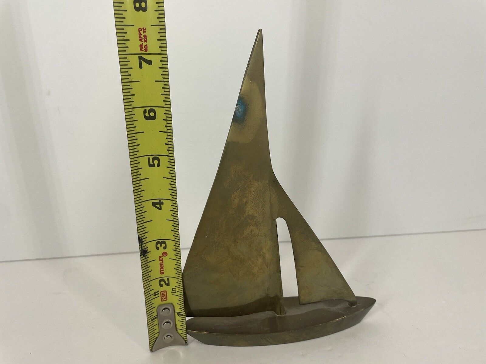 Vintage Solid Brass Nautical Sailboat Figurine paper weight office home decor