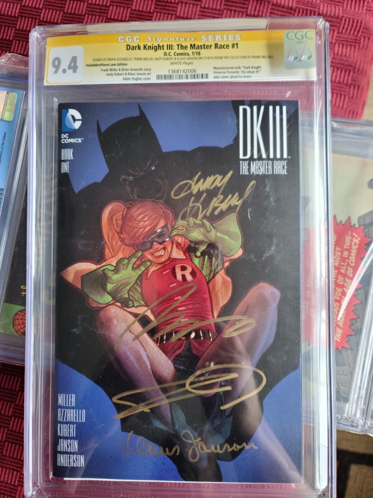 Dark Knight III Master Race #1 Forbidden Planet signed F. Miller and 3X CGC 9.4