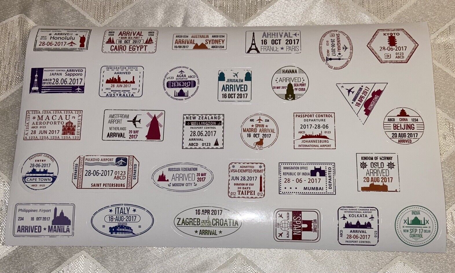 Luggage Travel Stickers Italy Spain Australia Various Countries 30 Stickers 