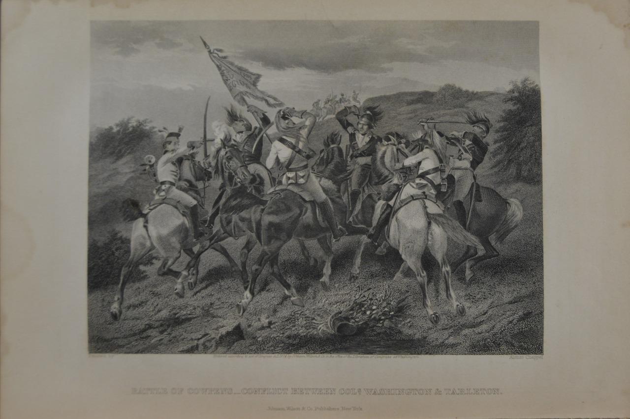 Antique Revolutionary War Battle of Cowpens Original 1870's Engraving Art