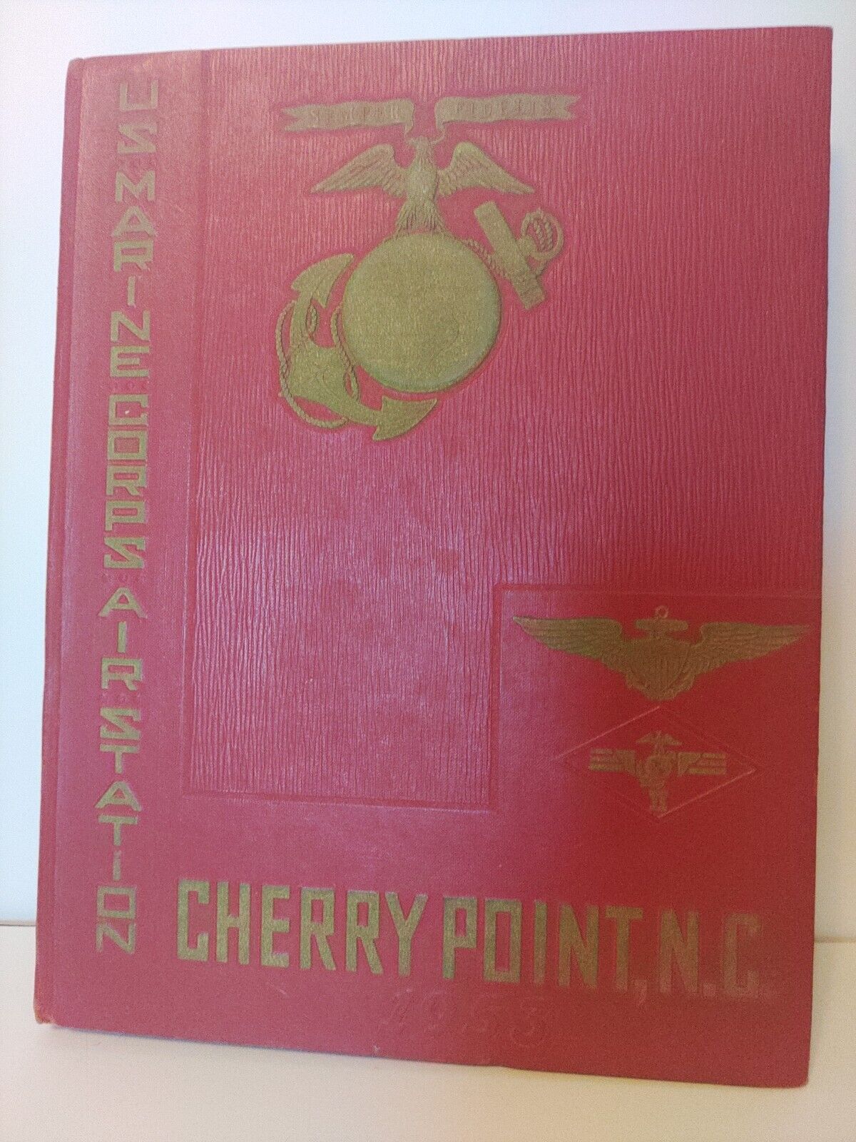Vintage Cherry Point US Marine Corps Air Station 1953 Book With Vintage Patches 