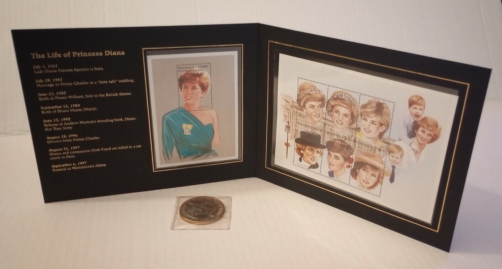 In Memoriam Princess Diana 1961-1997 Stamp and Coin. Vintage British Royalty Vtg
