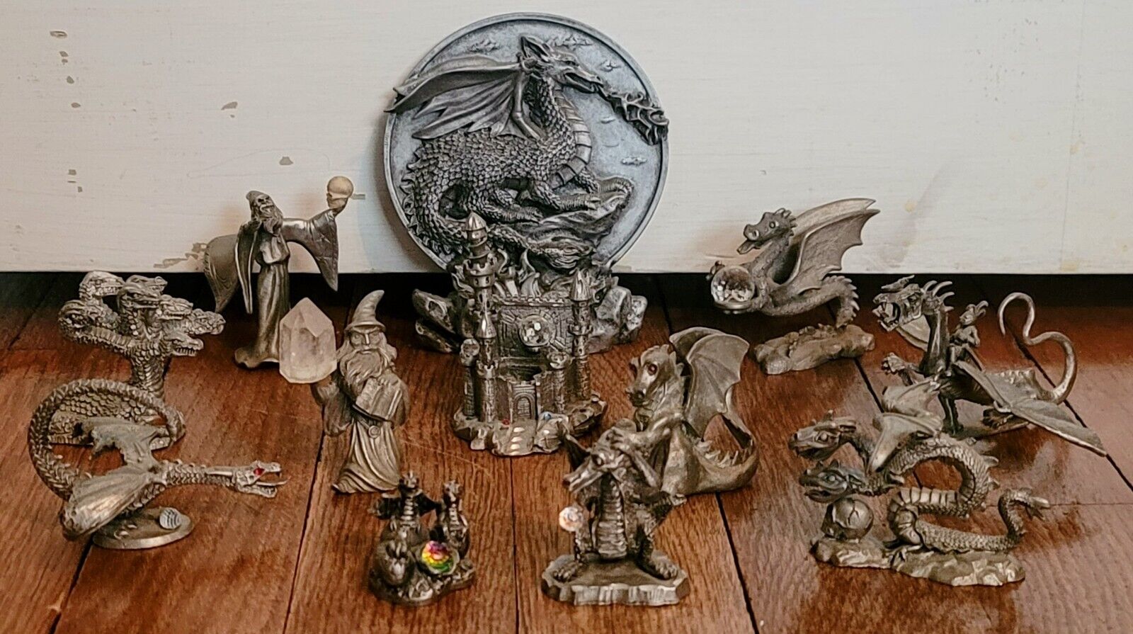 LOT OF 12 PEWTER FANTASY DRAGONS & WIZARDS. SPOONTIQUES HUDSON PARTHA RAWCLIFFE