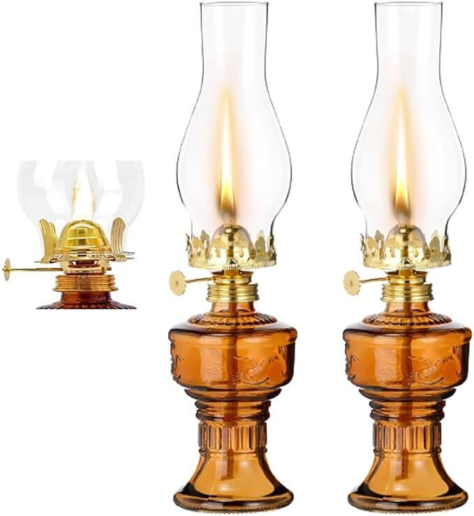 2Pack Vintage Kerosene Lamp, Oil Lamps for Indoor Use Hurricane Lamp Decorative