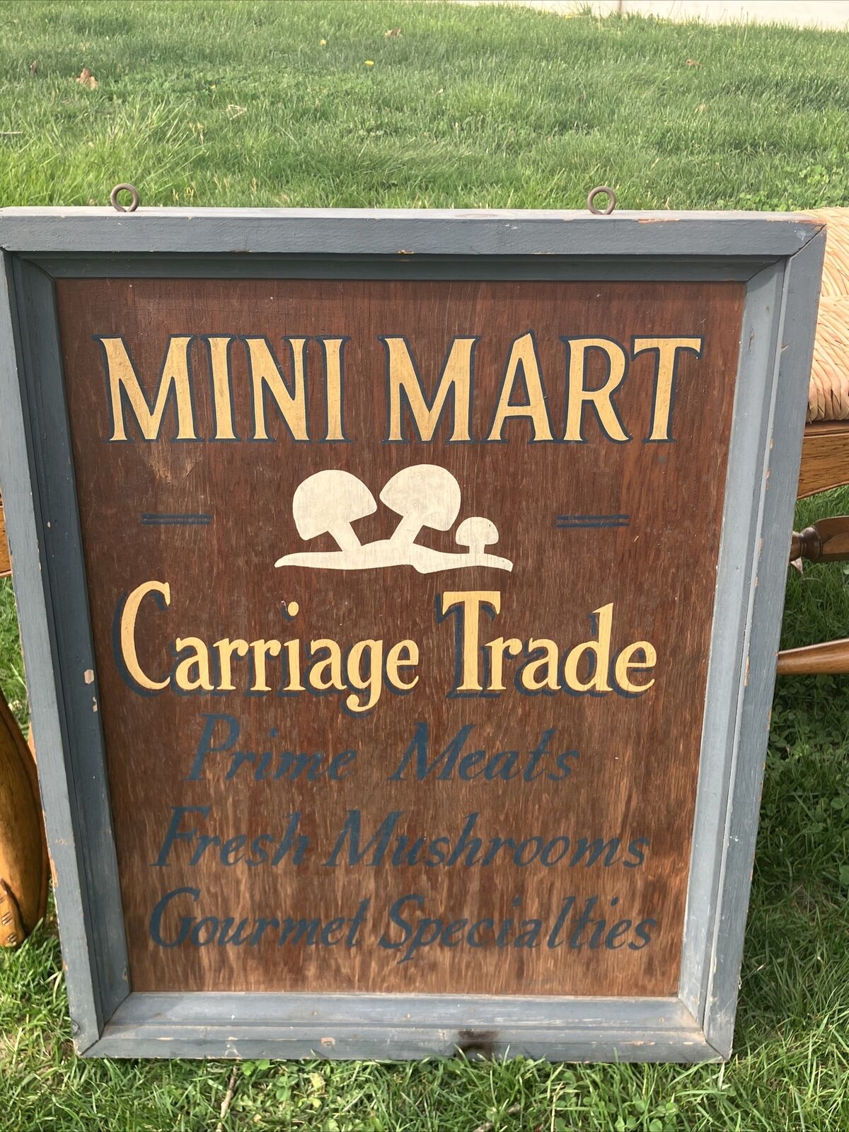 Two Sided Mini Mart Market Sign Carriage Trade Prime Meats Gourmet Specialties
