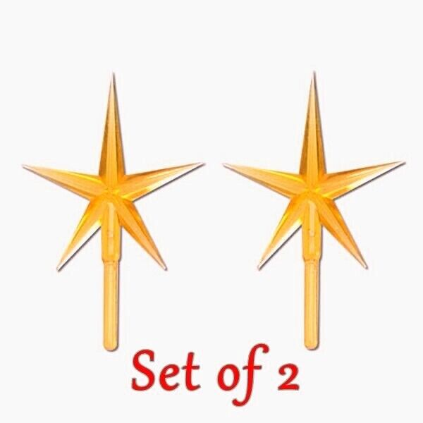2 PIECE PACKAGE GOLD STAR PEGS FOR VINTAGE CERAMIC CHRISTMAS TREE TOP 2.75\