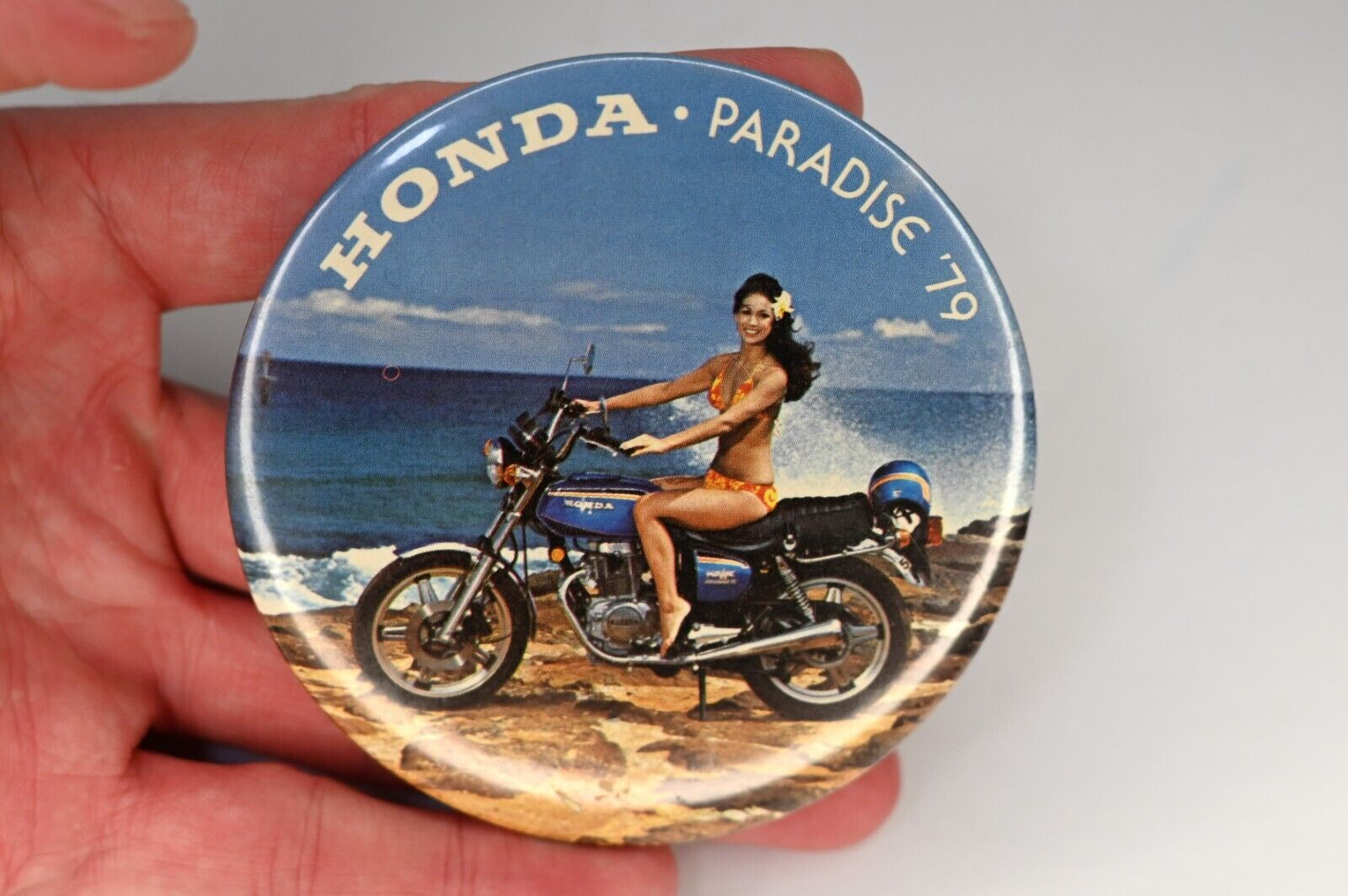 1979 Honda Paradise Motorcycle Pinback Button
