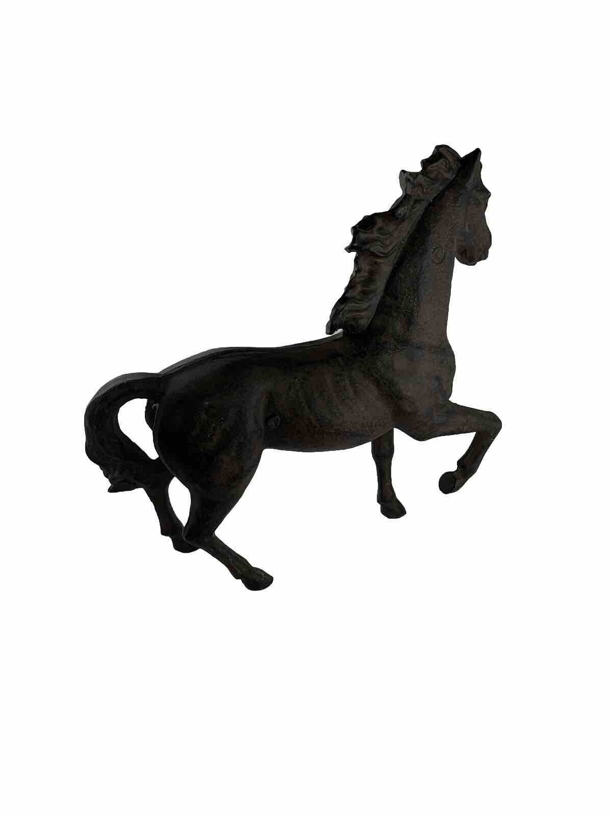 Vintage Cast-Iron Black Horse Trinket Figurine Heavy Antique Pony