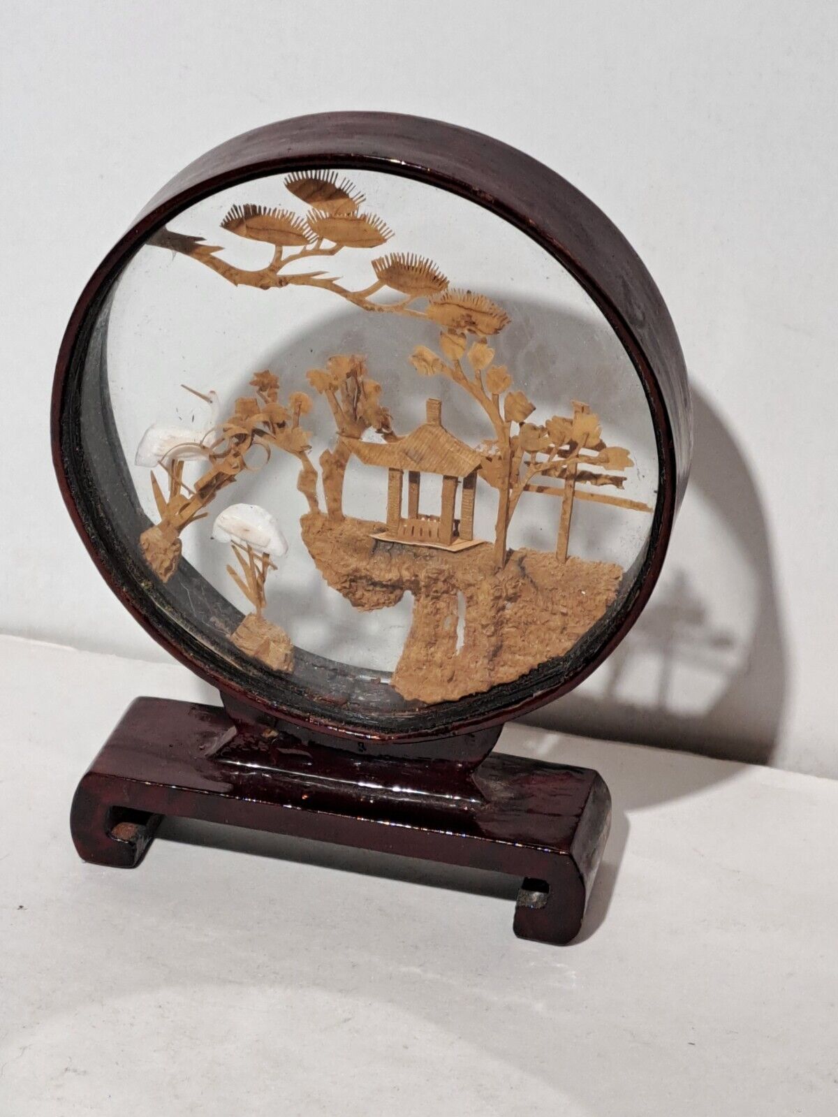 VINTAGE ASIAN CORK CARVING DIORAMA CHINOISERIE 5\