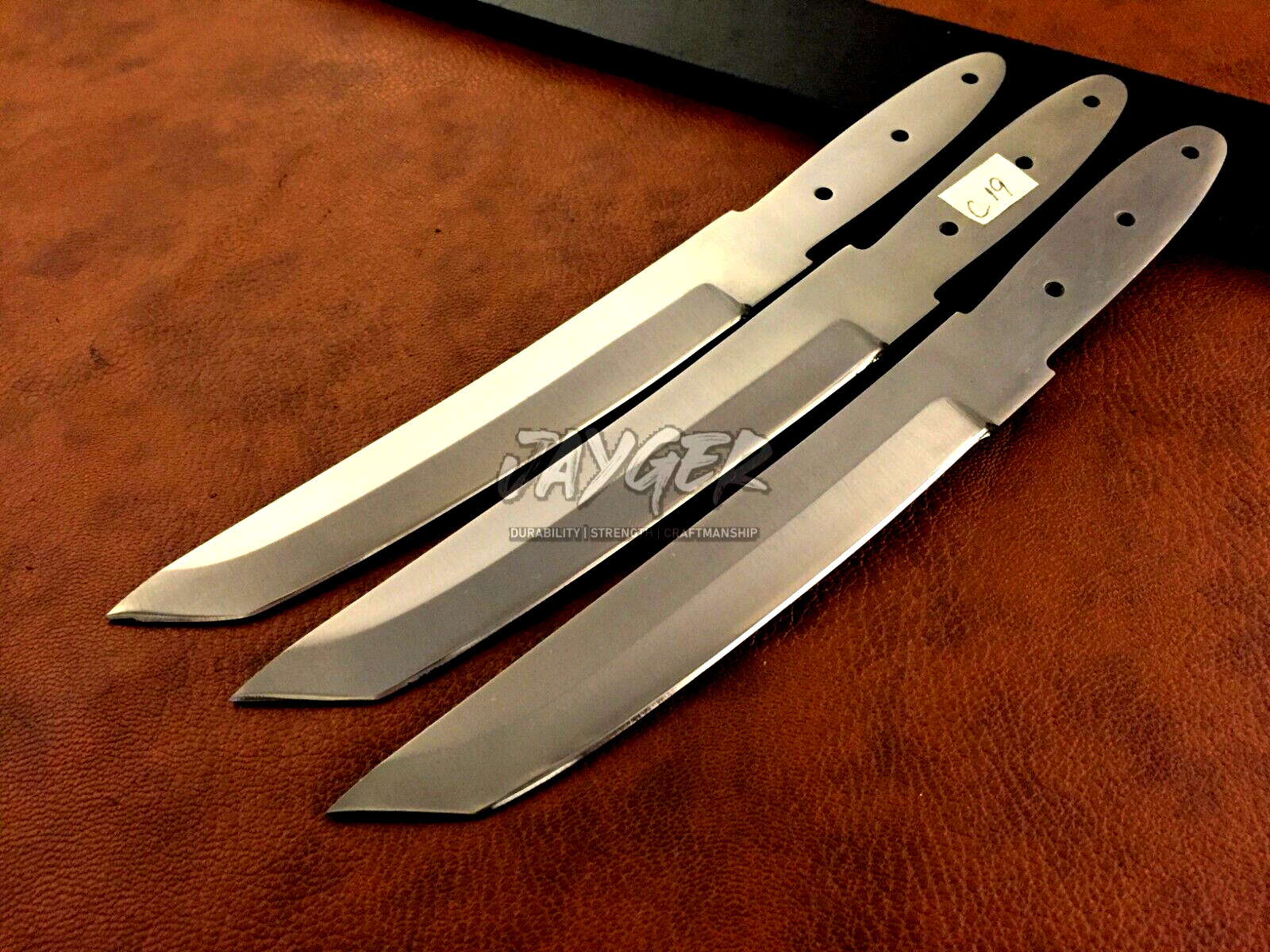 Handmade Tanto Knife Blank Blades | Carbon Steel | Lot of 3 | Jayger-C19